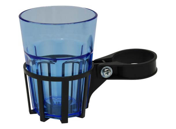Getränkehalter für Hollywoodschaukel mit Rundrohr grau Becher blau Getränkehalter für Hollywoodschaukel mit Rundrohr grau Becher blau