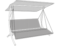 Hollywoodschaukel Kettenaufhängung mit Primetex-Sitz und geradem Dach
